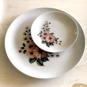 Vintage Fine Porcelain Floral Serving Plates